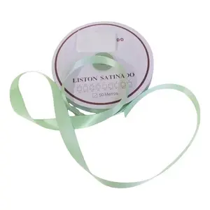 Ruban satiné aqua économique double face 15 mm de large 50 mètres en polyester avec fil, style floral de luxe pour emballage cadeau d'anniversaire - Product Image 3