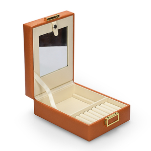 Boîte de rangement et de présentation de bijoux en cuir PU à motif, avec miroir intégré, pour colliers – Meilleures ventes - Product Image 3