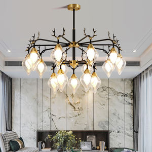 Lustre LED moderne de luxe en cuivre et verre, design bois de cerf, pour salon, salle à manger, hôtel, <span class=keywords><strong>café</strong></span>, décoration de plafond, luminaire domestique - Product Image 1