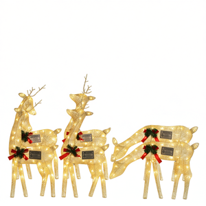 Guirlandes lumineuses de Noël en forme de rennes en maille dorée, 6 pièces, LED blanc chaud, décoration festive et chaleureuse pour l'intérieur et l'extérieur - Product Image 1