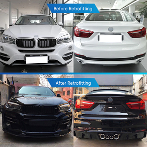 שדרוג רכב - ספוילר קדמי/אחורי מסיבי פחמן רטוב, חצאיות צד, גריל, כיסויי גלגלים, פגוש חדש <span class=keywords><strong>X6</strong></span> 2014-2019 <span class=keywords><strong>F16</strong></span> פנסי ערפל - Product Image 3