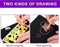 Scratch Art Set 10 Stylus 8 Stencils Black Scratch Notes en relieve DIY Crafts Navidad Cumpleaños Tarjetas de regalo Cartón