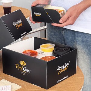 Scatola per Imballaggio Alimentare Personalizzata, Ecologica, Biodegradabile, Monouso, con Rivestimento UV, in Cartone Bianco per <span class=keywords><strong>Snack</strong></span>, Tacos e Hamburger da Asporto - Product Image 6