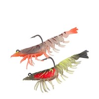 Leurre souple artificiel en forme de crevette, lesté au plomb, lumineux, multi-segments, pour la pêche en eau douce