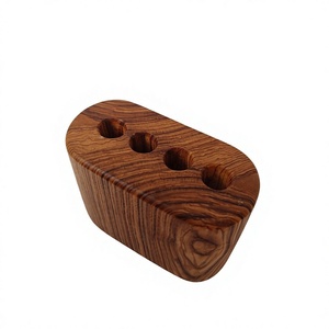 Wooden <b>Toothbrush</b> Stand Oval Minimalist Design Natural Wood Grain Bathroom Organizer Convenient Countertop <b>Holder</b> - Product Image 3