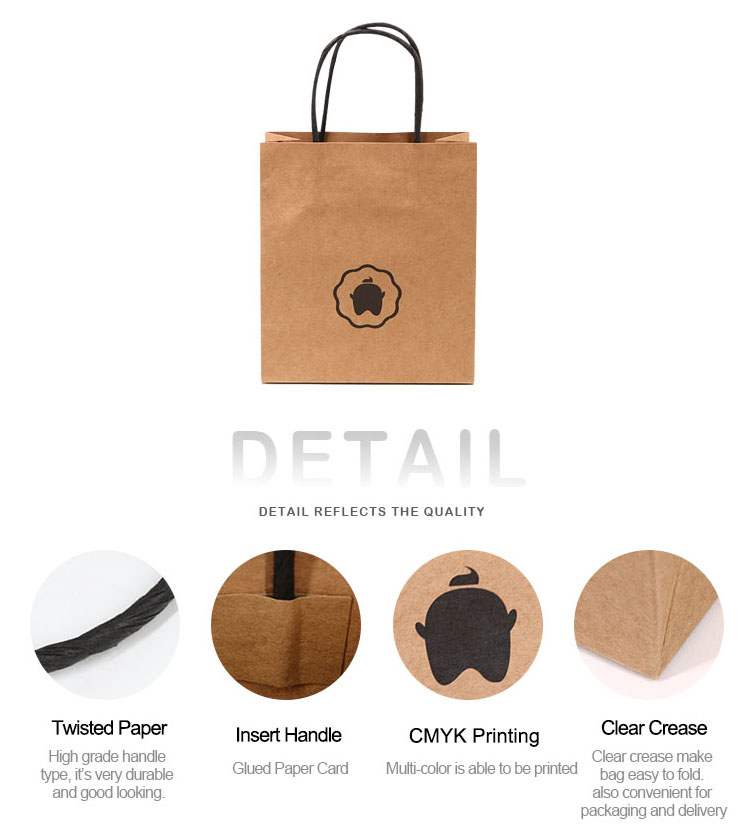 Good Quality Eco Friendly Custom Gift Kraft Shopping Paper Bags With Twisted Paper Handle