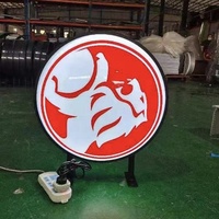 Enseigne de magasin d'extérieur personnalisée avec logo, enseignes lumineuses rondes en aluminium à double face avec logo