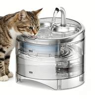Fontaine à eau automatique pour chat, transparente, 2L, 25dB, ultra silencieuse, sans BPA, distributeur d'eau pour animaux de compagnie, plateau en acier inoxydable, USB