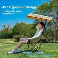 Chaise pliante d'extérieur avec auvent, chaise lune à dossier haut, portable, pour la pêche, le camping, la plage, en tissu Oxford, mobilier d'extérieur