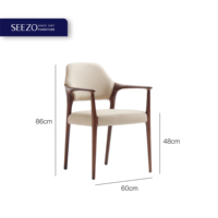 Chaise de meubles de salle à manger italienne de luxe, accoudoir décontracté en bois massif, chaises de restaurant personnalisées en bois blanc confortables d'intérieur