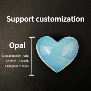 Vente en gros cristal de clarté de haute qualité polissage brillant romantique blanc <span class=keywords><strong>opale</strong></span> coeur <span class=keywords><strong>pierre</strong></span> de palmier pour la décoration - Product Image 3