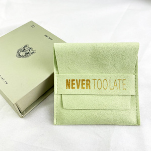 Custom Jewelry Pouch Packaging Bag Microfiber Suede Jewelry Package Bags Velvet Jewelry Pouch with Logo & Inserts Cards Rings - Product Image 5