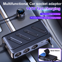 Organizador de Carga para Auto de 142W con Adaptador USB C PD de 3 Puertos y Cargador Rápido de 12V para Encendedor, Cámara de Coche, GPS y Nevera Portátil