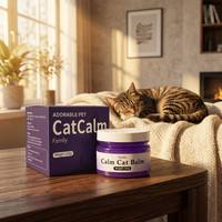 Baume apaisant pour chat à la camomille avec logo personnalisé, 100g, en pot ouvert, diffuseur d'arômes passif, soulagement de l'anxiété, parfum félin