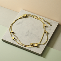 Pulsera de Doble Capa en Tono Dorado con Cuentas Cuadradas Pequeñas, Decorativa, de Moda, para Regalo, para Chicas, Uso Diario y Fiestas