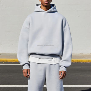 Sweat à capuche unisexe 500gsm en coton épais, sweat à capuche uni surdimensionné personnalisé de printemps pour hommes Baggy, fabricants de sweats à capuche courts vierges - Product Image 1
