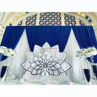 Tissus en couches blancs et bleus royla personnalisés rideau de draperie de toile de fond de mariage pour fête d'événement de mariage