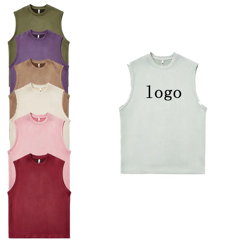 Hot sale Custom logo Solid Color Casual Sleeveless Tank Top Fashion Unisex Fitness Jogger Tank Tops Loose Men's Gym Sports Vest