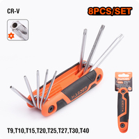 Set Kunci Torx Lipat 8-in-1 HARDEN Manufacturer Hand Tool, Kunci Praktis untuk Penggunaan Sehari-hari
