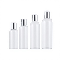Bouteilles cosmétiques cylindriques en plastique 4oz 8oz avec bouchon disque, emballage cosmétique blanc noir avec or argent