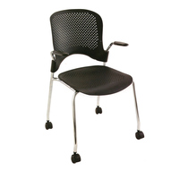 Chaise de conférence et de formation contemporaine au design moderne, en plastique, métal et fer, pivotante, pour bureau de direction