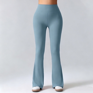 Pantalon de yoga évasé taille haute pour femme, effet froncé aux fesses, sensation seconde peau, respirant, contrôle du ventre, pour la gym - Product Image 1