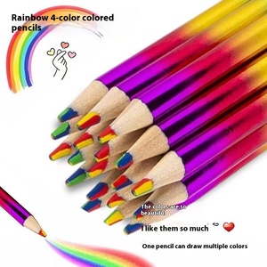 Crayons de couleur personnalisés OEM, marque personnalisée, crayons de dessin colorés, <span class=keywords><strong>4</strong></span> <span class=keywords><strong>couleurs</strong></span>, crayons en bois, cœur arc-en-ciel, crayons de couleur - Product Image 5