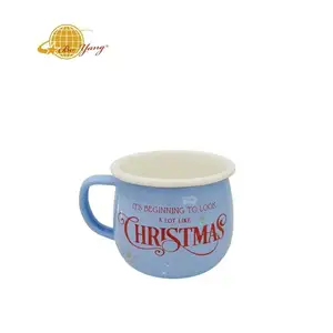 BOYANG özelleştirilmiş promosyon hediyeler süt kupa ve fincan 400ML emaye kahve kupalar noel için