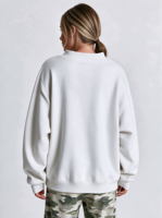 Sweat-shirt à col montant pour femme en viscose à pois, molleton de coton, coupe ample, style streetwear décontracté