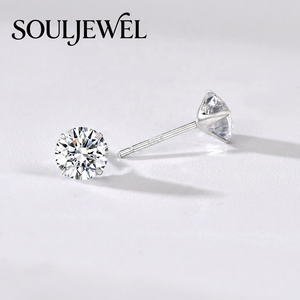 Pendientes de Plata 925 Clásicos Souljewel con Circonita de 1ct y Cuatro Puntas, Baño de Rodio, Unisex, Circonita Cúbica Brillante para Uso Diario - Product Image 1