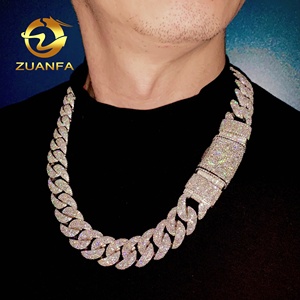<span class=keywords><strong>Collar</strong></span> de <span class=keywords><strong>Hombre</strong></span> Moderno con Incrustaciones de Moissanita VVS, Cadena Cubana de 20 mm, Certificado GRA, Cadena Cubana de Miami de <span class=keywords><strong>Plata</strong></span> <span class=keywords><strong>925</strong></span> - Product Image 2