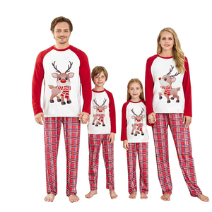 Set Piyama Cetak Bernapas untuk Musim Dingin, Pakaian Rumah Natal untuk Orang Tua dan Anak, Set Keluarga, Leher Bulat, Lengan Panjang - Product Image 2