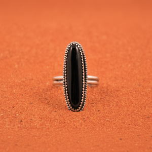 925 Solid Sterling Silver Minimalist <b>Ring</b> Handmade Natural <b>Black</b> <b>Onyx</b> December Birthstone Crystal <b>Ring</b> for Women Wedding Party - Product Image 1