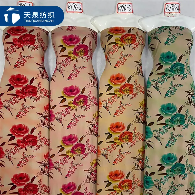 Kain tenun tekstil Mulinsen 30s Rayon cetak dengan desain bunga kustom 36"