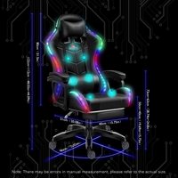 Chaise de jeu ergonomique en cuir PU avec massage à 7 points, haut-parleur Bluetooth et éclairage RGB pour salle de sport électronique et bureau