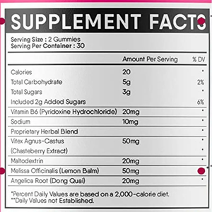 OEM Private Label Femmes Soulagement PMS Hormone Gomme Vitamines B6 Supplément Soutien Femmes Métabolisme Végétalien Dim PMS Gummies - Product Image 4