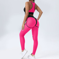 RUIQUWIN Ensemble de yoga serré pour femmes, soutien-gorge de sport en maille patchwork sexy, pantalon de yoga de fitness respirant, ensemble de deux pièces, vente à chaud