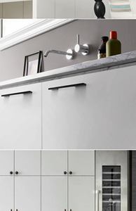 Poignées longues et boutons carrés et ronds en laiton massif, style luxe nordique, pour armoire, meuble, tiroir et coiffeuse - Product Image 5
