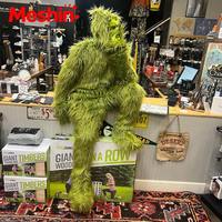 Disfraz de Monstruo Peludo Verde Navideño Ecológico Unisex para Niños de Meshin, Traje de Lana con Mangas Cortas de Terciopelo para Jugar