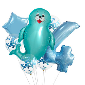 <span class=keywords><strong>Globo</strong></span> de película de aluminio semanal de León de agua de dibujos animados creativos para decoración de fondo de fiesta de cumpleaños con tema de mar - Product Image 6