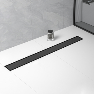 Venta al por mayor de nuevos materiales, desagüe de suelo de acero inoxidable para baño oculto negro mate con colador - Product Image 2