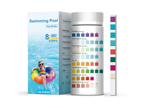 100pcs Kit de test de piscine d'eau salée Kits de test d'eau professionnels pour bain à remous et spa-Bandelettes de test de piscine 8 en 1 - Product Image 6