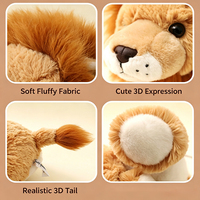 Peluche Lion Marron Doux en Gros, Jouet en Peluche Réaliste Kawaii, Poupée Personnalisée OEM ODM, Cadeau d'Anniversaire pour Enfants