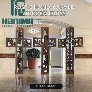 Cruz de pared de madera tallada a mano, Art <span class=keywords><strong>Deco</strong></span> rústico para decoración del hogar cristiano, Iglesia ecológica, adorno colgante para la escuela trasera, regalo - Product Image 2