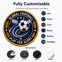 Patch Bordir Kustom Bulat Sepak Bola Grosir OEM Lencana Kejuaraan Sepak Bola untuk Pakaian Tim, Jaket, Tas