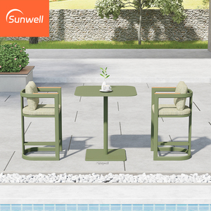 Villa Patio <span class=keywords><strong>Terraza</strong></span> Ocio Durable Moderno Muebles de aluminio para exteriores <span class=keywords><strong>Bar</strong></span> Set Comfort <span class=keywords><strong>Bar</strong></span> Mesa y sillas altas para cafetería - Product Image 3