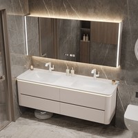 Ensemble de meubles de salle de bain modernes et minimalistes personnalisables, vasque de salle de bain avec lavabo intégré