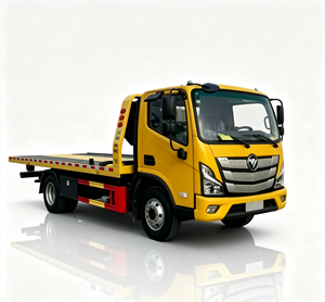 Camion de dépannage lourd de haute qualité Foton 4X2 3-6 tonnes à plateau plat |   Camion de sauvetage routier hydraulique avec moteur Cummins - Product Image 1