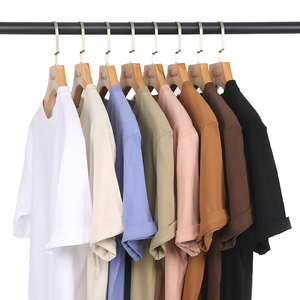 Haute qualité 220 grammes tricoté coton hommes t-shirt Logo personnalisé à manches courtes surdimensionné ajustement solide décharge motif vierge en gros - Product Image 4