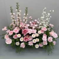 KAVI Ensemble de fleurs artificielles rose poudré pour arche de mariage, arrangement floral suspendu en polyester, rangée de roses, décoration florale romantique pour toile de fond